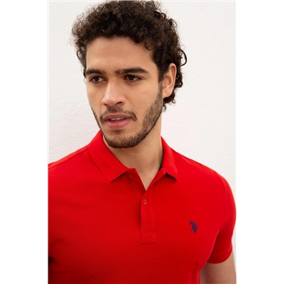 Erkek Kırmızı Polo Yaka Basic T-Shirt