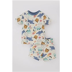 Defacto Erkek Bebek Safari Kısa Kollu Penye 2'li Pijama Takımı A6597A523HS