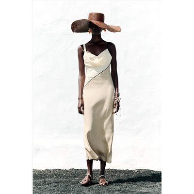 CONTRAST MIDI DRESS