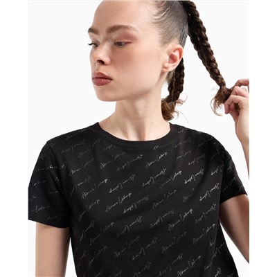 REGULAR FIT JERSEY T-SHIRT WITH ALLOVER ASV LOGO