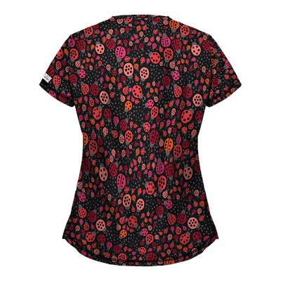UA Lady Bug Oasis Black Print Scrub Top