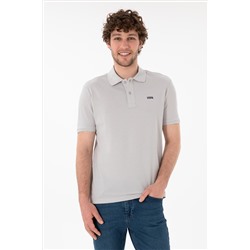 Erkek Regular Fit Polo Yaka Açık Gri Basic Tişört