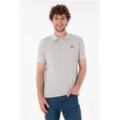 Erkek Regular Fit Polo Yaka Açık Gri Basic Tişört