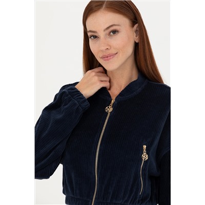 Kadın Lacivert V Yaka Sweatshirt