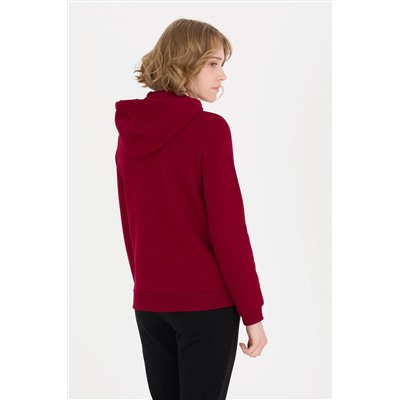 Kadın Vişne Fermuarlı Sweatshirt