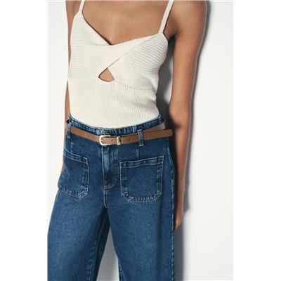 Z1975 WIDE-LEG CROPPED HIGH-WAIST BELTED JEANS