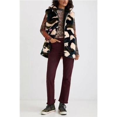 Chaleco peludo animal print bordado