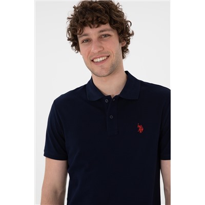 Erkek Slim Fit Polo Yaka Lacivert Basic Tişört