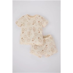 Defacto Erkek Bebek Süt Baskılı Kısa Kollu Penye Pijama Takımı A6594A523HS