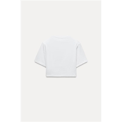 CROPPED T-SHIRT WITH SHOULDER PADS