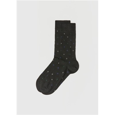 Kurze Herrensocken mit Cashmere und Allover-Rautenmuster