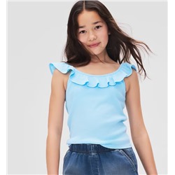 Kids Ribbed Ruffle Tank Top