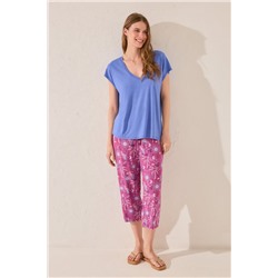 Pantalón Capri estampado morado