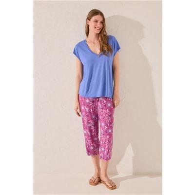 Pantalón Capri estampado morado