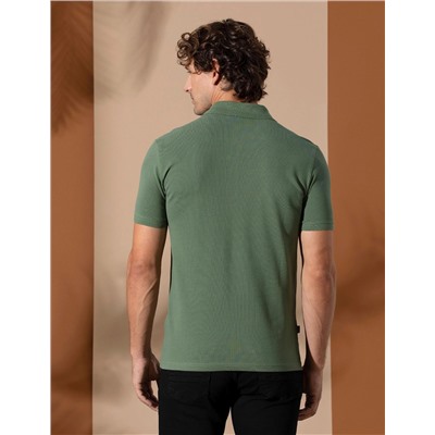 Haki Slim Fit Polo Yaka Basic Tişört