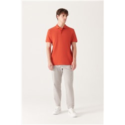 Koyu Turuncu %100 Pamuk Serin Tutan Polo Yaka T-Shirt