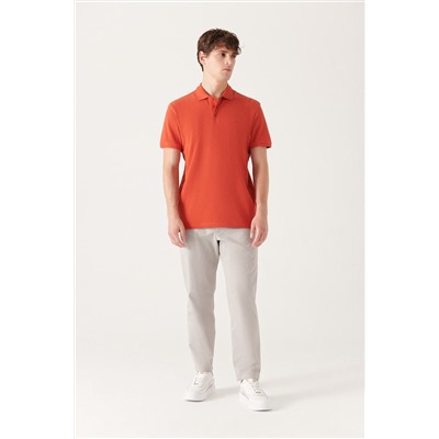 Koyu Turuncu %100 Pamuk Serin Tutan Polo Yaka T-Shirt