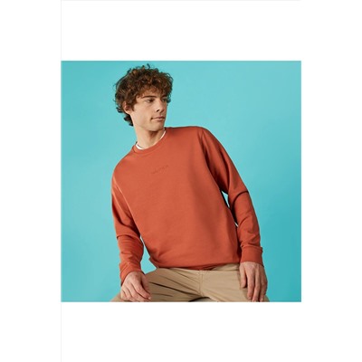 Nautica Erkek Kiremit Standart Fıt Uzun Kollu Sweatshırt KE37656T