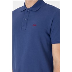 Erkek Regular Fit Polo Yaka Açık Lacivert Basic Tişört