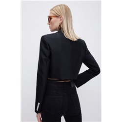 Chaqueta de lana y seda Negro