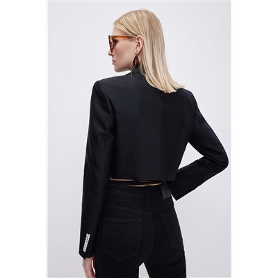 Chaqueta de lana y seda Negro