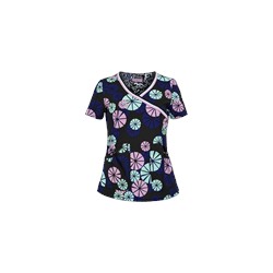 Koi Scrubs Umbrellas Mock Wrap Print Top