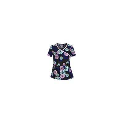 Koi Scrubs Umbrellas Mock Wrap Print Top