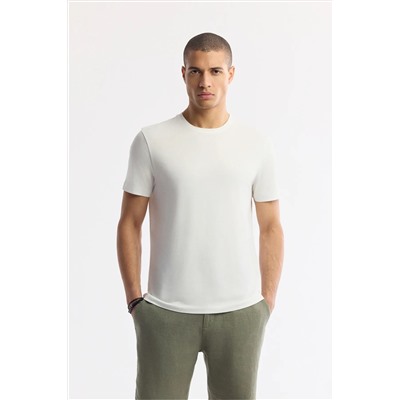 Avva, Erkek Beyaz Soft Touch Bisiklet Yaka Basic Modal T-shirt B001171