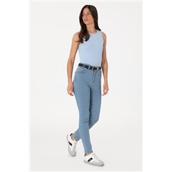 Kadın Açık Mavi Skinny High Waist Fit Pantolon