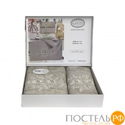 Набор полотенец Карвен "FLOWERS"гипюр с кружевом,бамбук 50*90/70*140 HS1716 v1 bej/бежевый