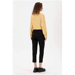 Kadın Siyah Carrot High Waist Fit Kanvas Pantolon