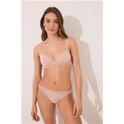 Tanga microfibra y encaje rosa