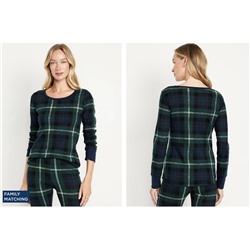 Printed Waffle Pajama Top for Women