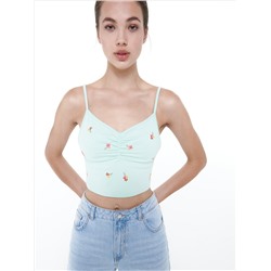 Crop Top mit Stickereidetail