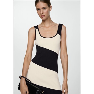 Vestido punto midi rayas