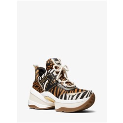 MICHAEL MICHAEL KORS Olympia Animal-Print Calf Hair and Leather Trainer