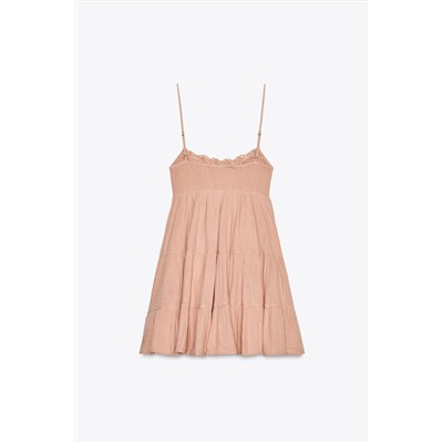 SHORT GAUZE DRESS WITH LACE