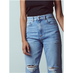 Jeans im Mom-Fit in Used-Optik