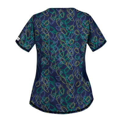 UA Twister Navy Print Scrub Top