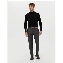 Siyah Slim Fit Balıkçı Yaka Basic Triko Kazak