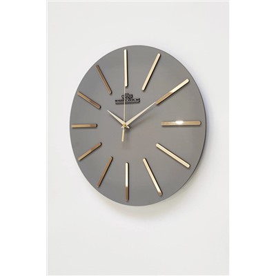 aSSe Tasarım Özel Dekoratif Aynalı Duvar Saati Antrasit & Gold Sessiz Mekanizma 37x37cm YUÇ37x