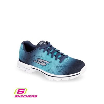 Skechers GOwalk3 Women's Pulse Lace Up Shoe Navy/Aqua