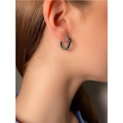 Серьги из серебра с фианитами родированные 925 пробы с-7208р232