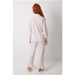Pijama camisero largo 100% algodón rosa cuadros