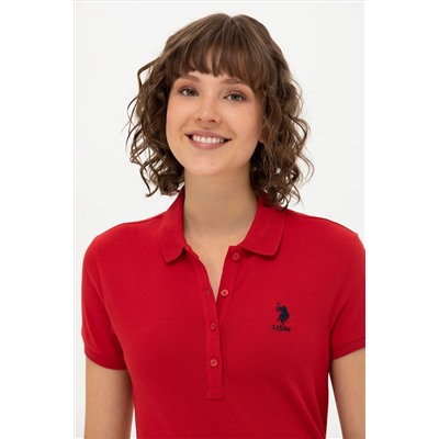 Kadın Kırmızı Basic Polo Yaka Tişört