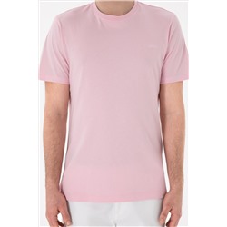 Erkek Regular Fit Bisiklet Yaka Açık Pembe Basic Tişört