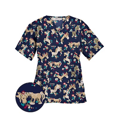 UA Frolic In The Flowers Navy Print Scrub Top