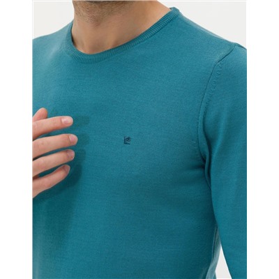Petrol Slim Fit Bisiklet Yaka Basic Triko Kazak