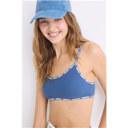 Sujetador top algodón copas extraíbles azul