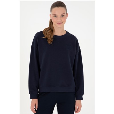 Kadın Lacivert Bisiklet Yaka Sweatshirt